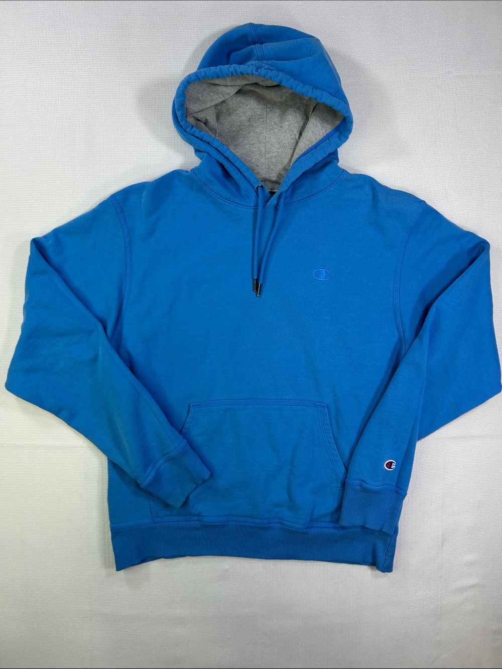 Champion Blue Pullover Hoodie Sweatshirt Mens Medium Embroidered Logo